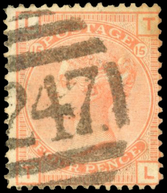 GB used abroad: Fernando Poo. 1874-77 4d vermilion Plate 15, SG Z2