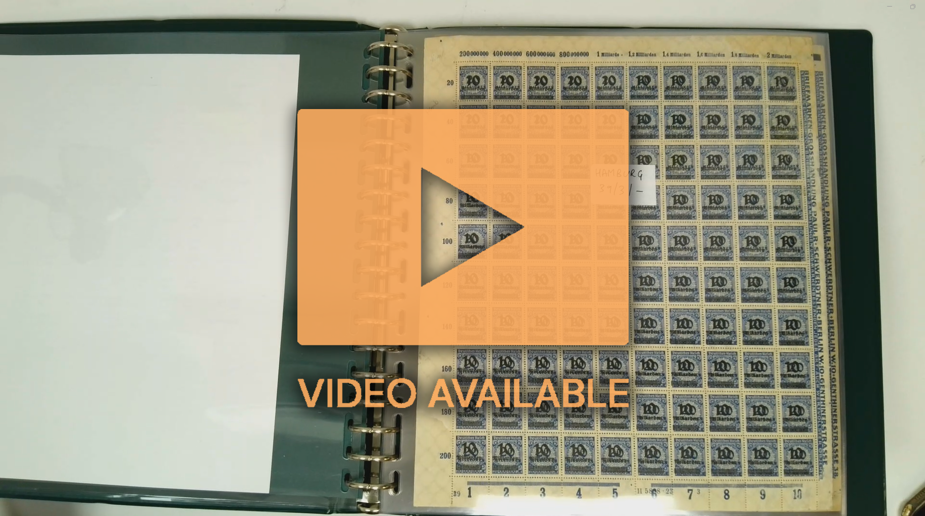 Germany 1923 10Mrd on 20Mio M perf accumulation of sheets