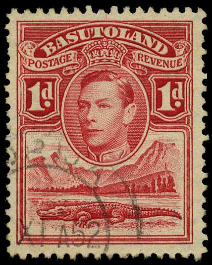 1938-54 1d scarlet with R2/4 'tower' flaw,...