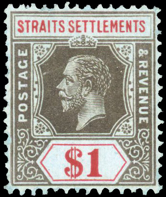 Straits Settlements 1912-23 $1 variety watermark inverted