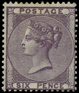 1856 6d deep lilac (Wmk. Emblems)