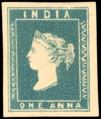 † India 1854 ‘Thuillier’ essay, 1a blue on yellowish wove paper