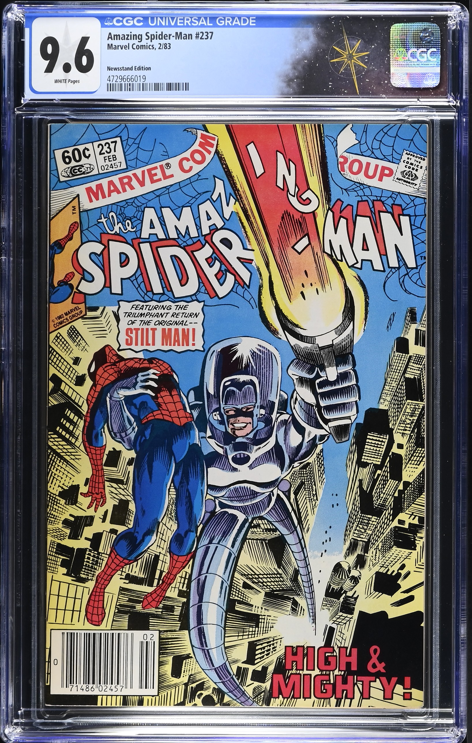 Amazing Spider-Man #237 CGC 9.6 Cover by Ed Hannigan Newsstand Edition (Marvel Comics, 1983) White Pages