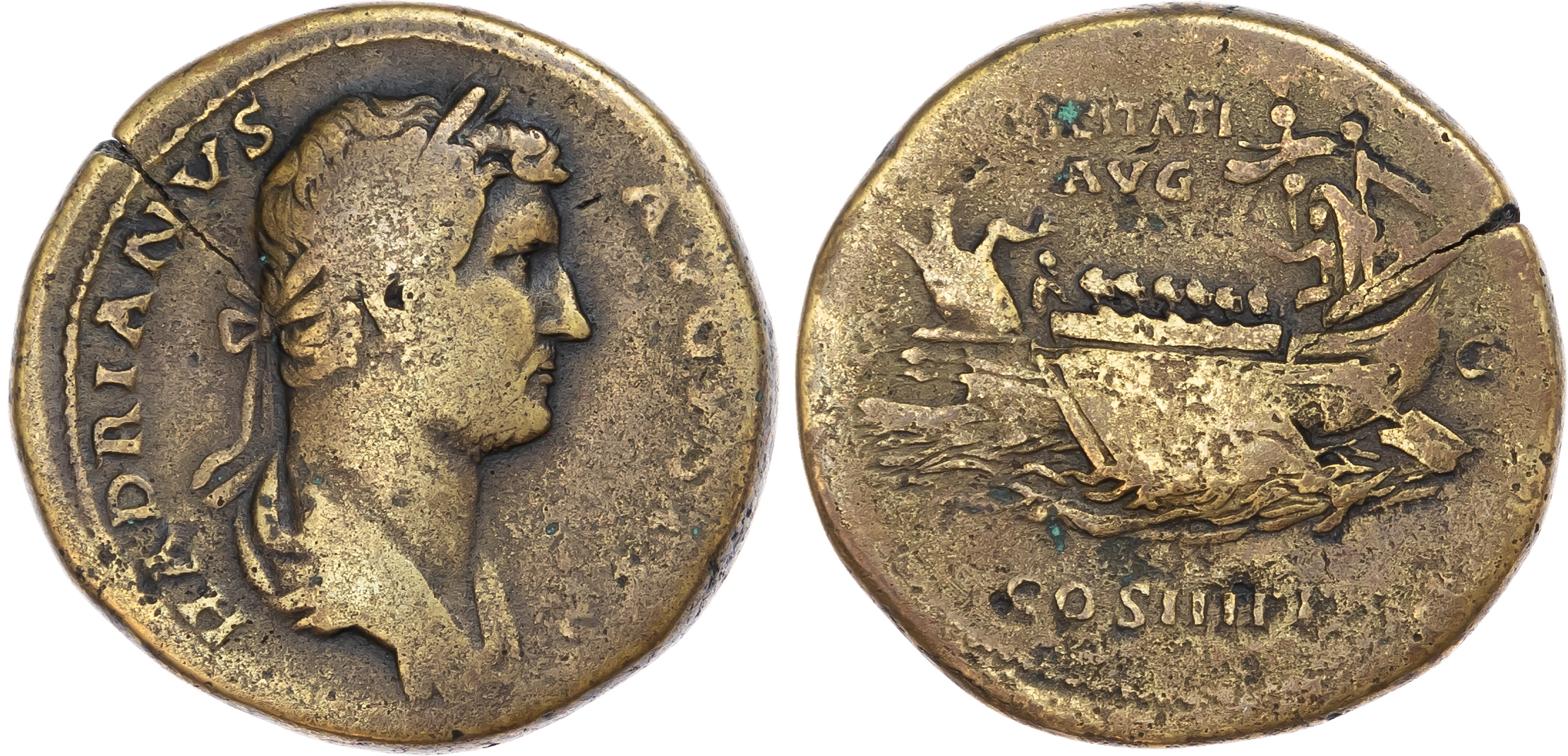 Hadrian (AD 117-138) AE Sestertius, Rome, AD 129-130, 23.46g.