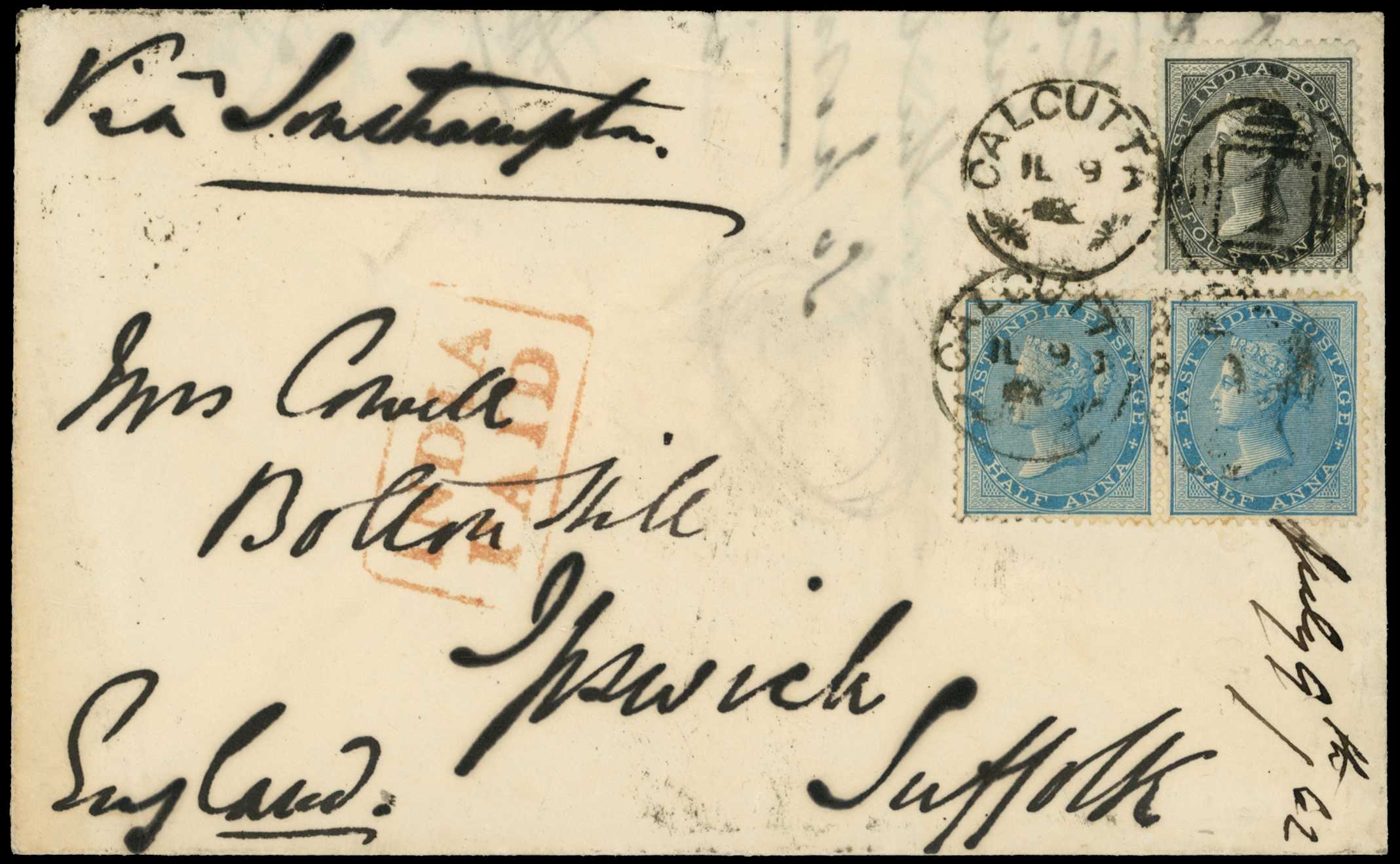 POSTAL HISTORY: 1862 cover to Ipswich,...