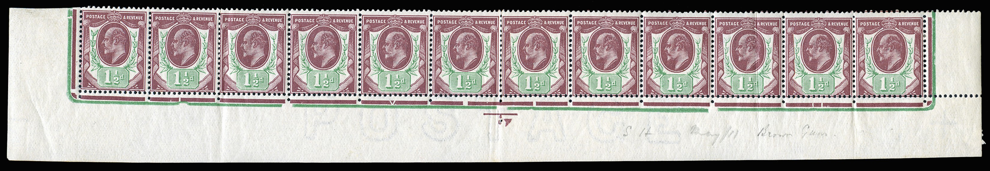 1911 1½d Reddish purple and bright green. A...