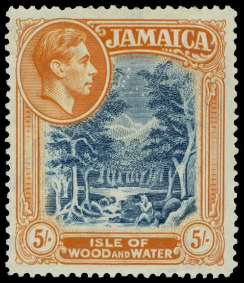 1941 5/- slate-blue and yellow-orange, line...