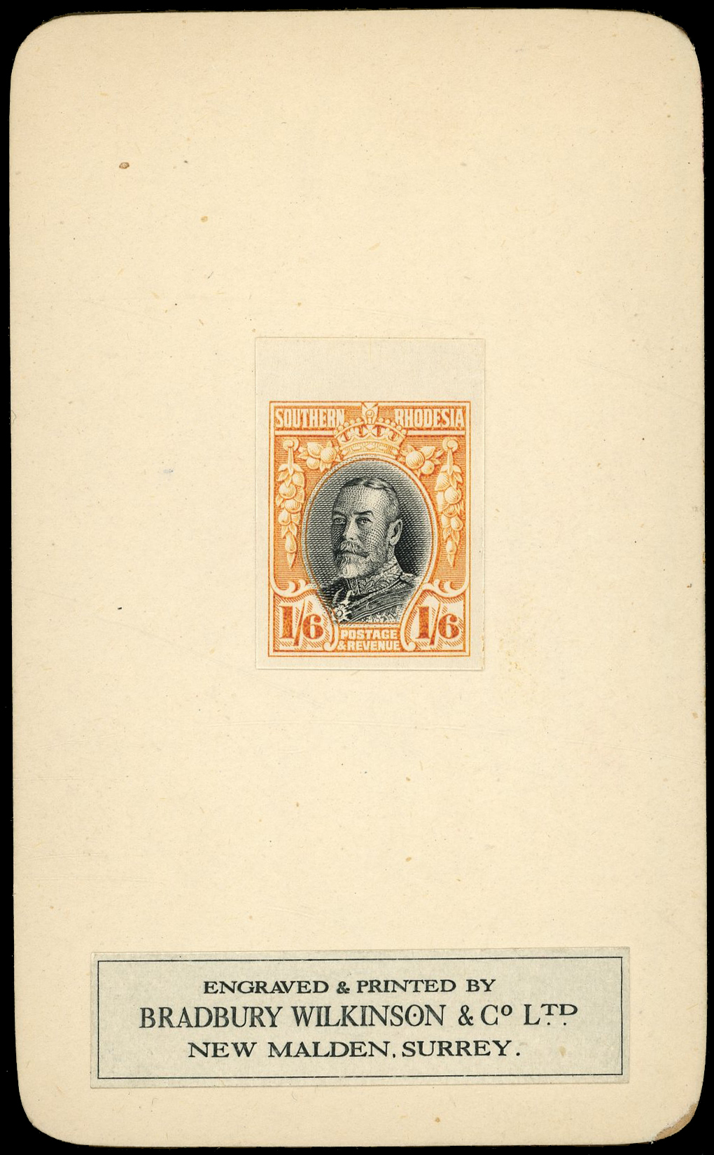 1931-37 Field Marshall 1s6d black and orange-yellow imperf colour trial