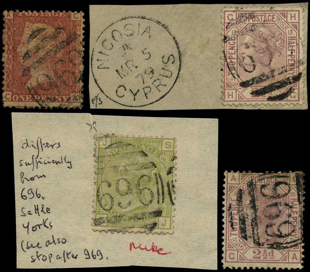 GB Used Abroad; Cyprus. 1864-79 1d rose-red...