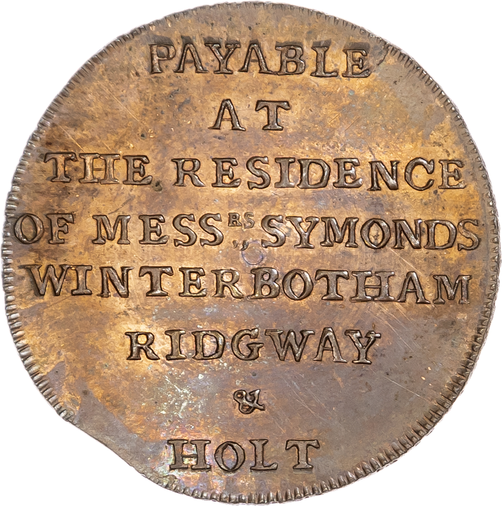 London - Newgate Street, Henry Symonds, William Winterbotham, James Ridgway and Daniel
Holt, Kempson’ Halfpenny 1795