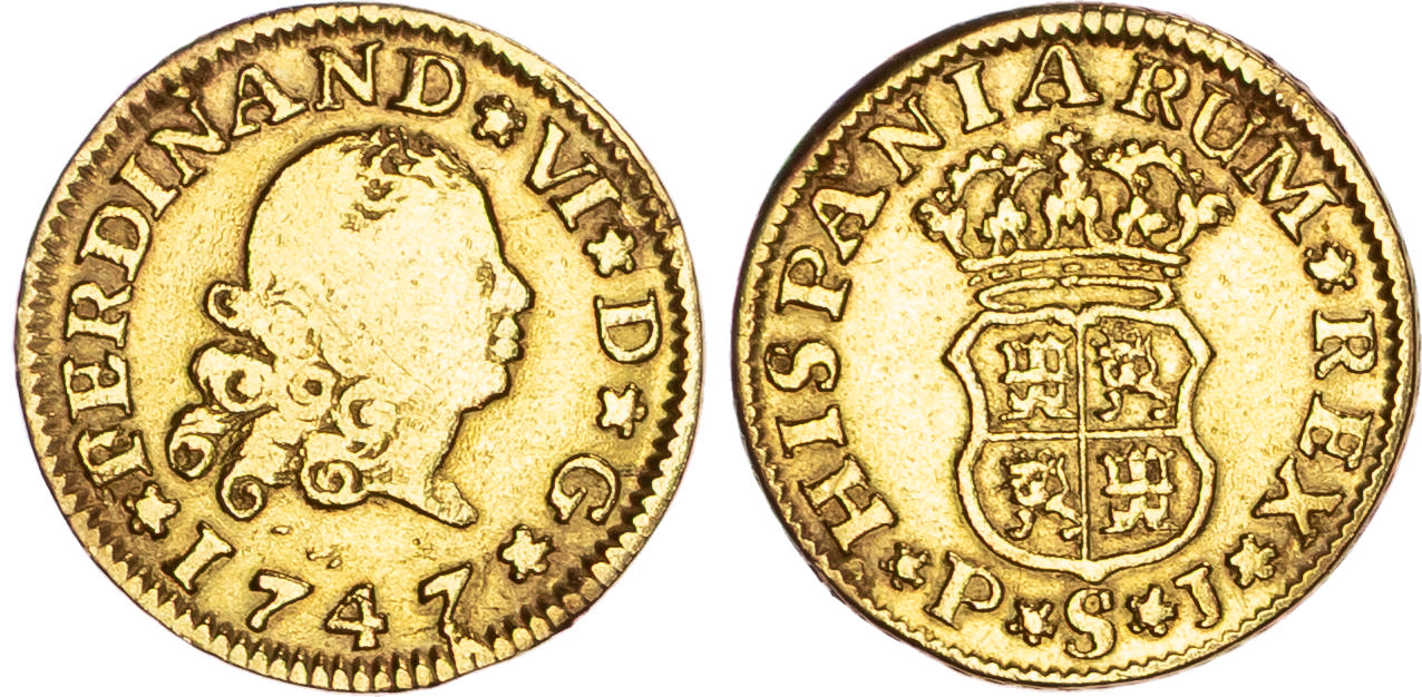 Spain, Ferdinand VI (1746-1759), gold Half Escudos (3)