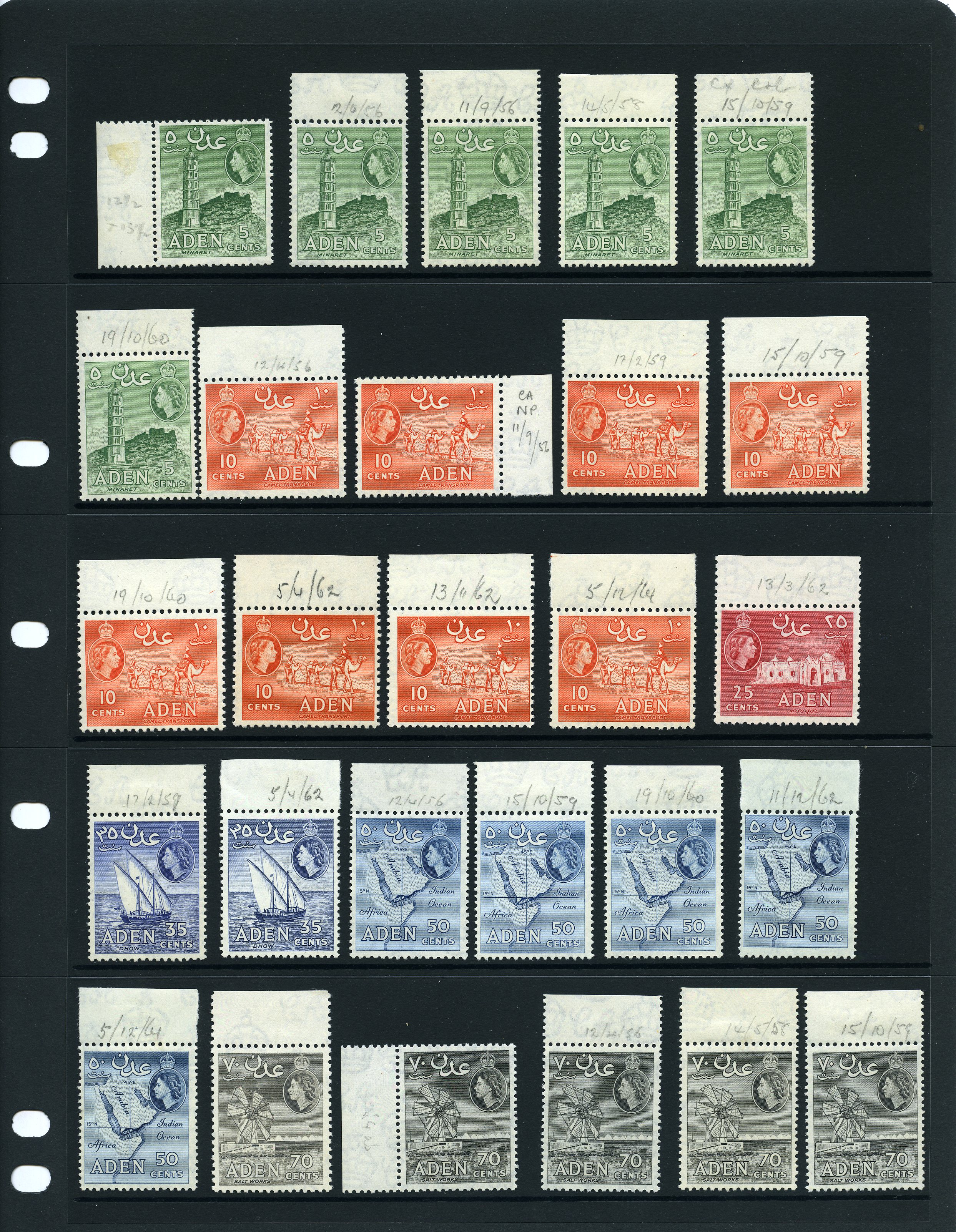 1953-65 mint singles and blocks on three...
