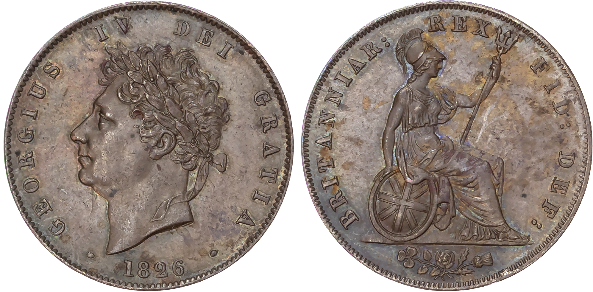 George IV (1820‑1830), AE Halfpenny, Second Issue (1825‑1830), 1826.
