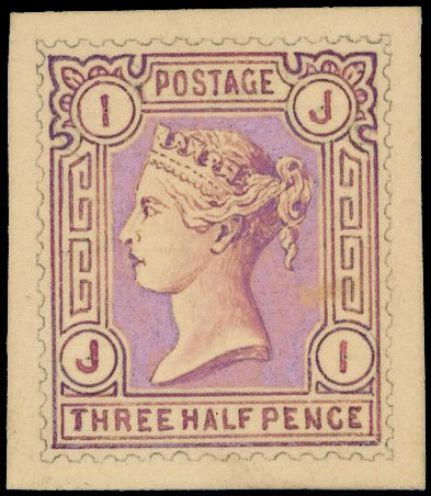 1880 1½d Hand Painted Essay. Superb example produced by DLR for the proposed 1880 issue, painted on card (24x28mm) in pi…