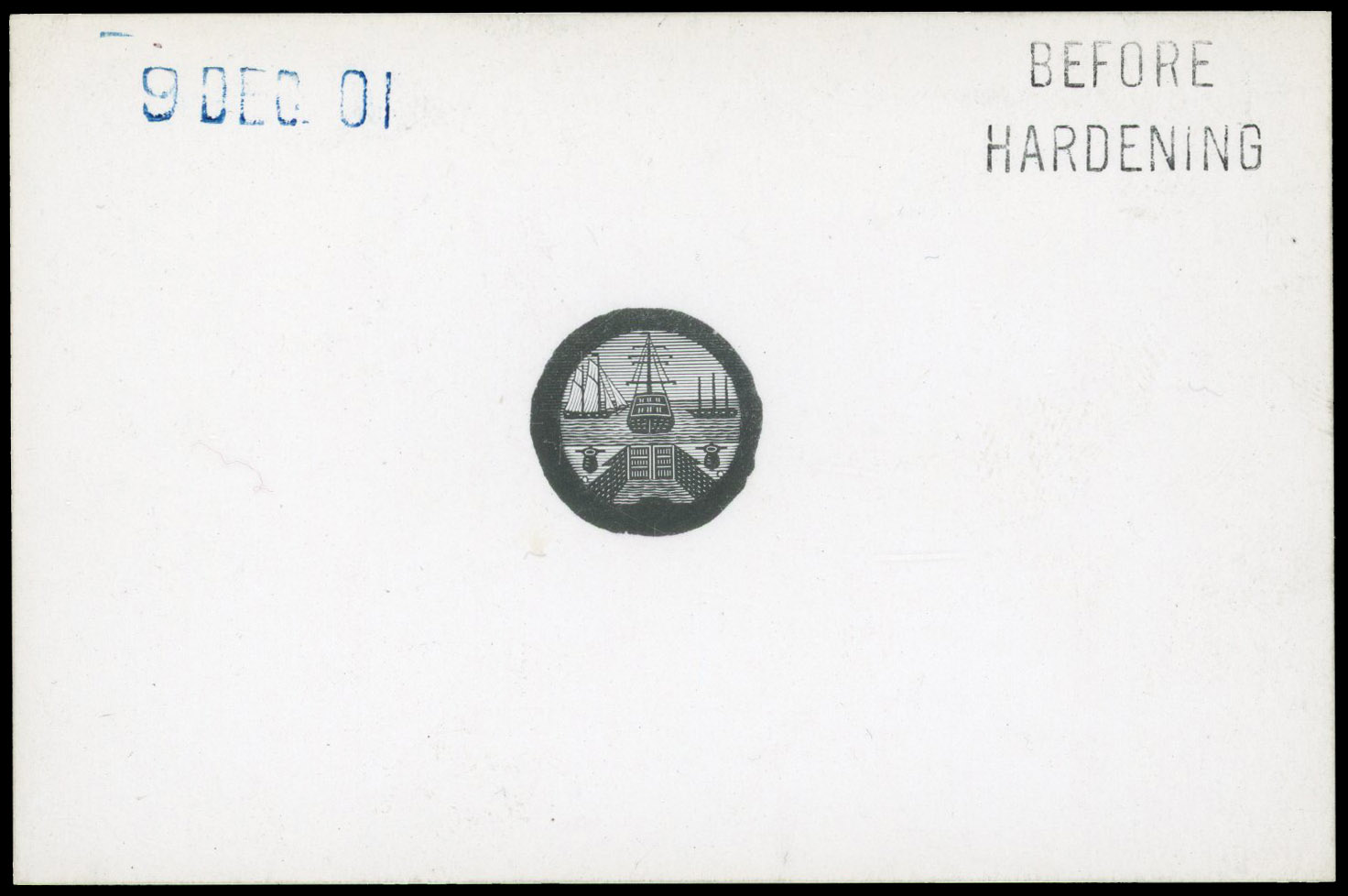 Bermuda 1901 (9 DEC) 'Dry Dock' MASTER die proof of Vignette 