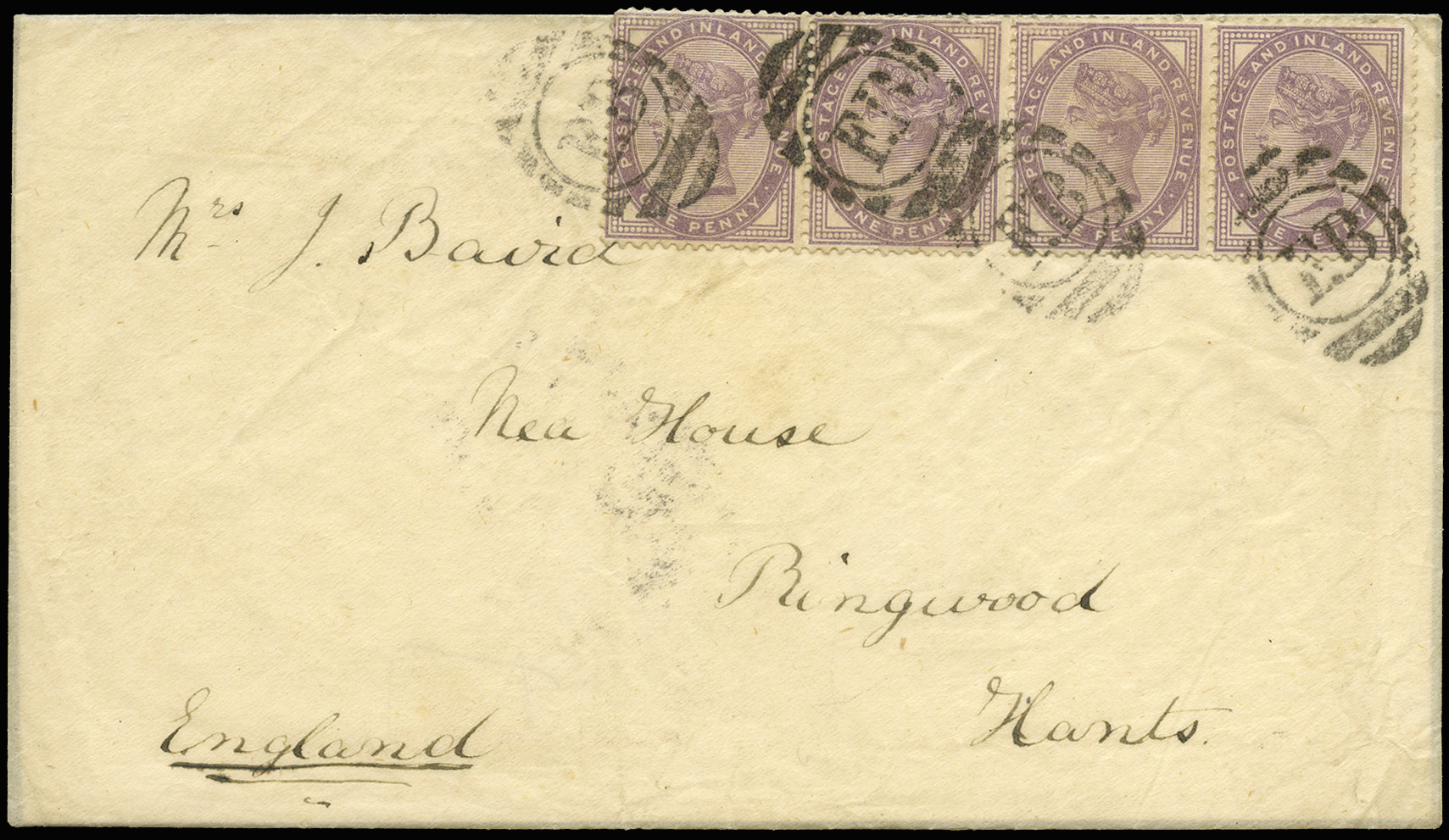 GB 1885  SG172 Cover Coquimbo, Chile to Ringwood