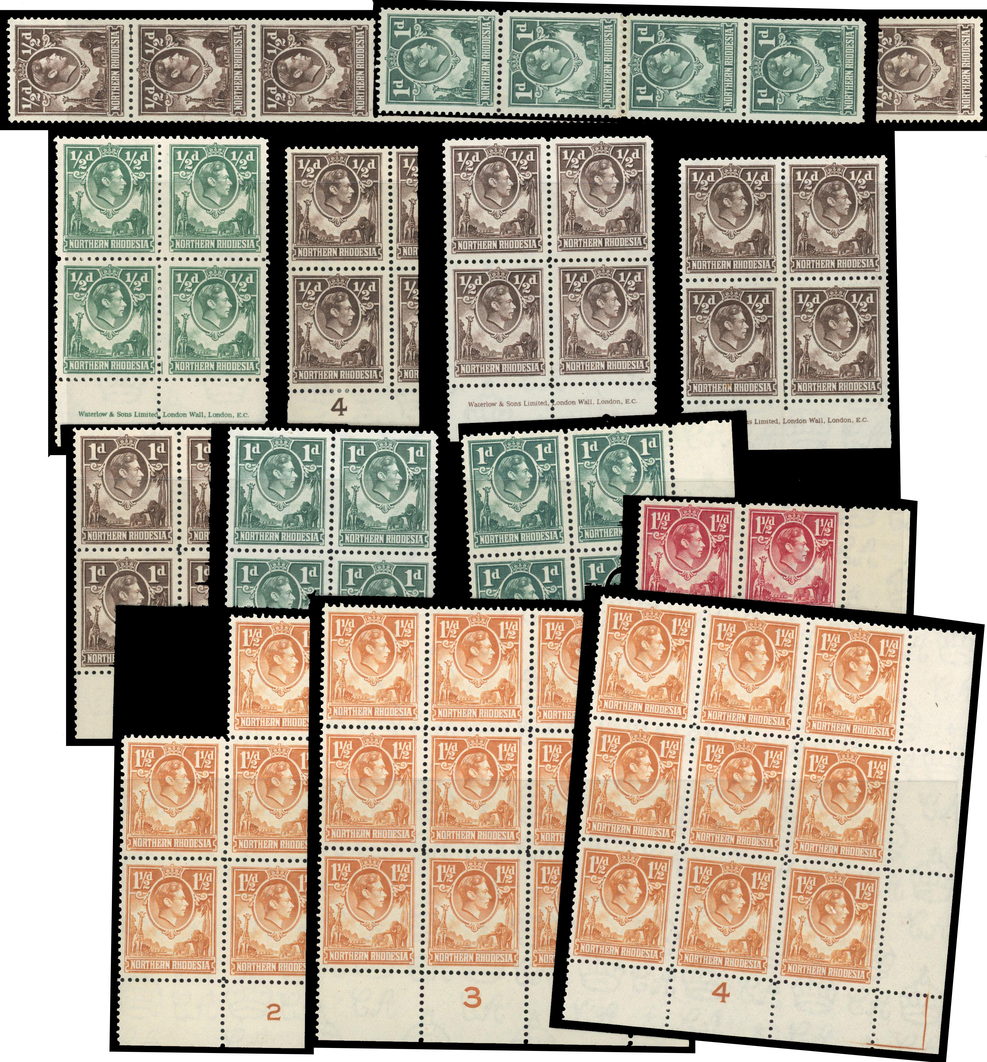 Northern Rhodesia KG VI multiples group mint