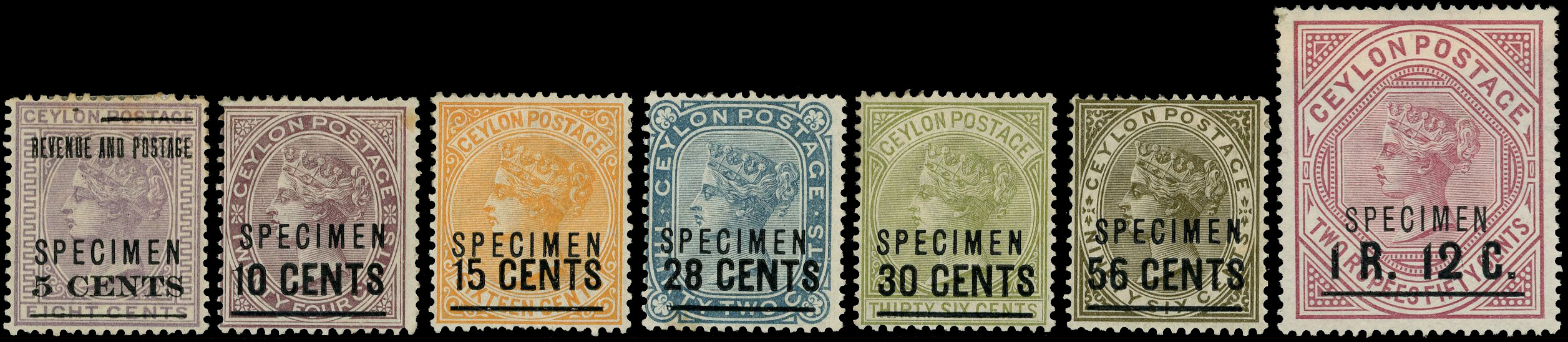 Ceylon SG 187s-193s Specimens