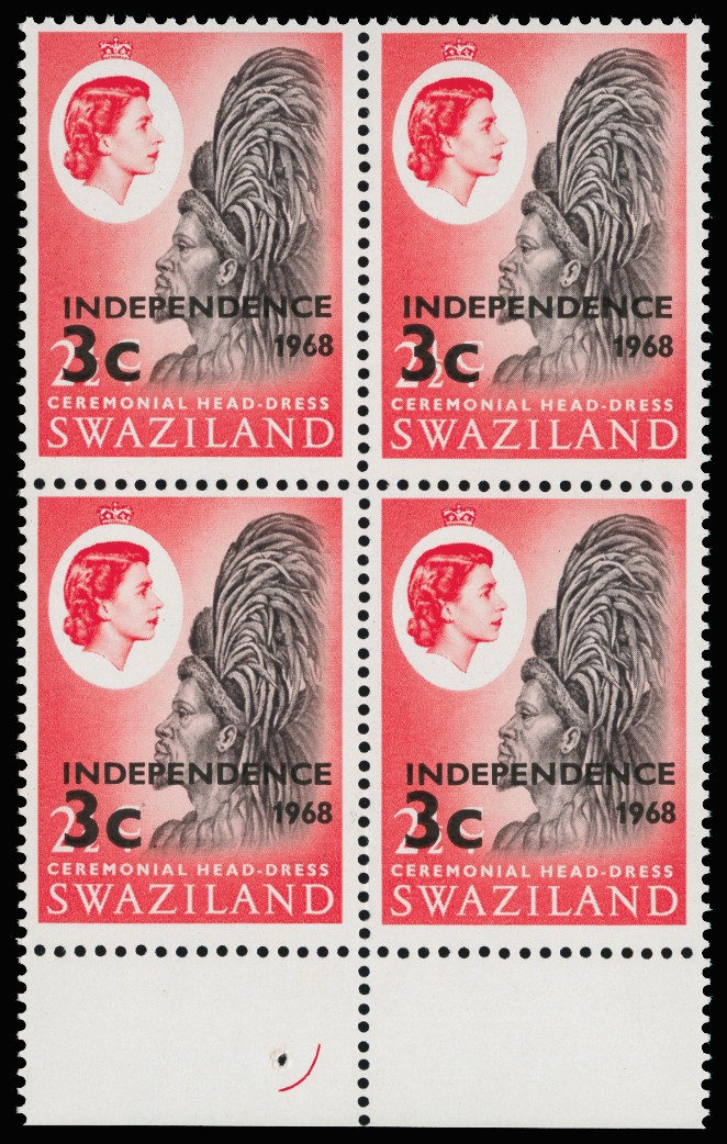 1968 Independence 3c on 2½c black and vermilion,...