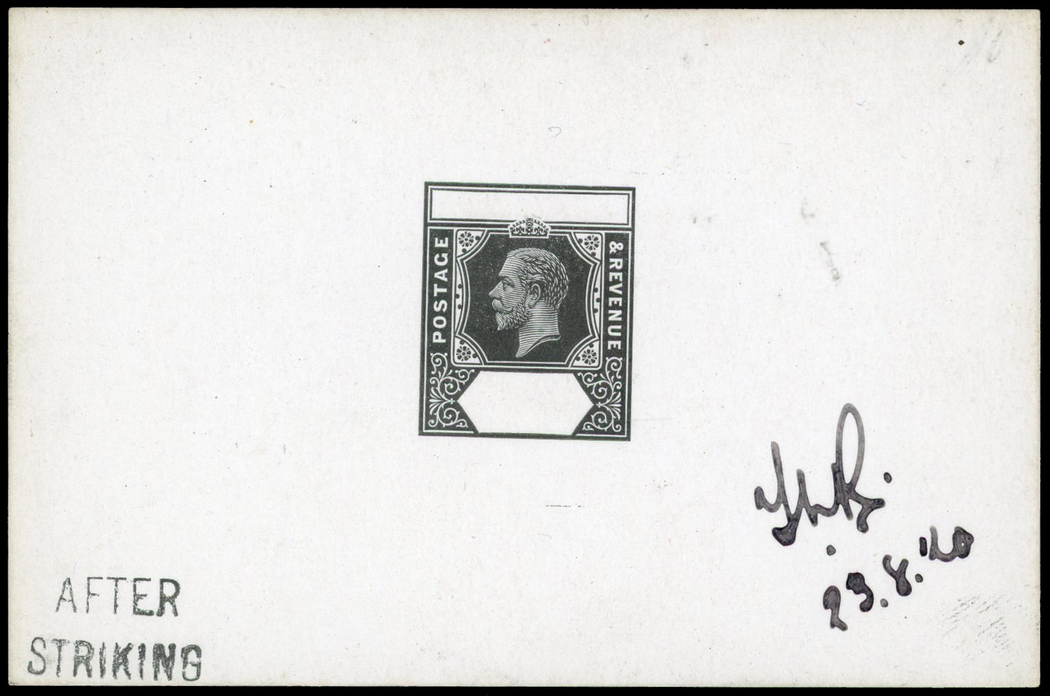 British Commonwealth KGV 1920 Imperium master die proof in black