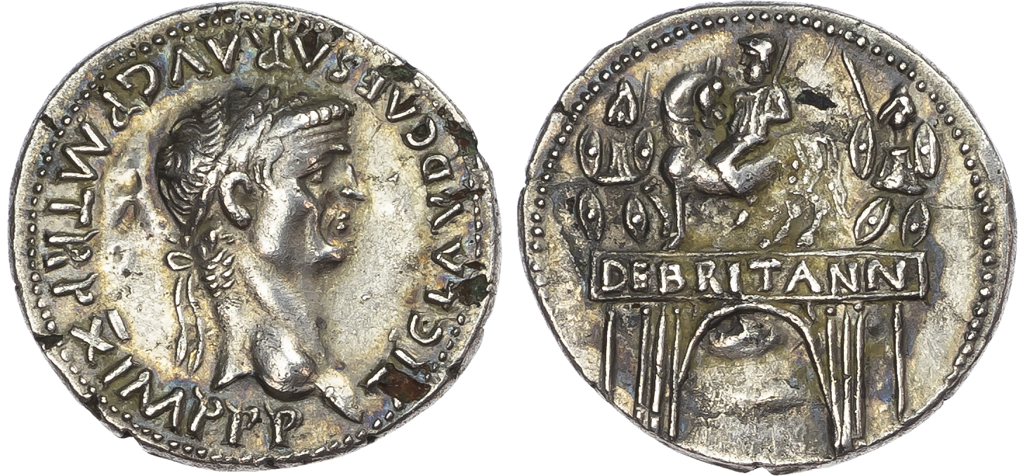 Claudius (AD 41-54) AR Fourrée Denarius, imitating Rome, 2.66g.