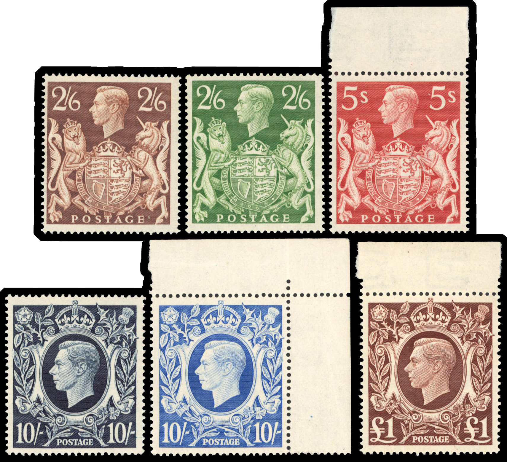 1939-48 ‘Square’ set of 6 to £1