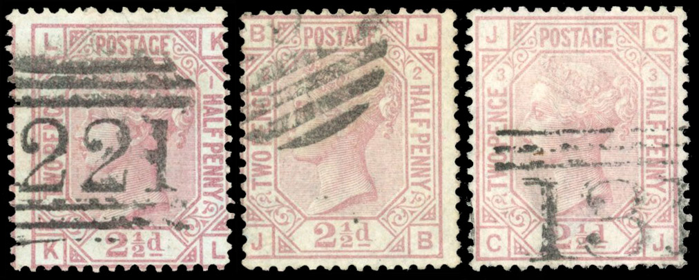 GB 1873-80 2½d rosy mauve on blued paper, Plates 1-3, used, SG 138