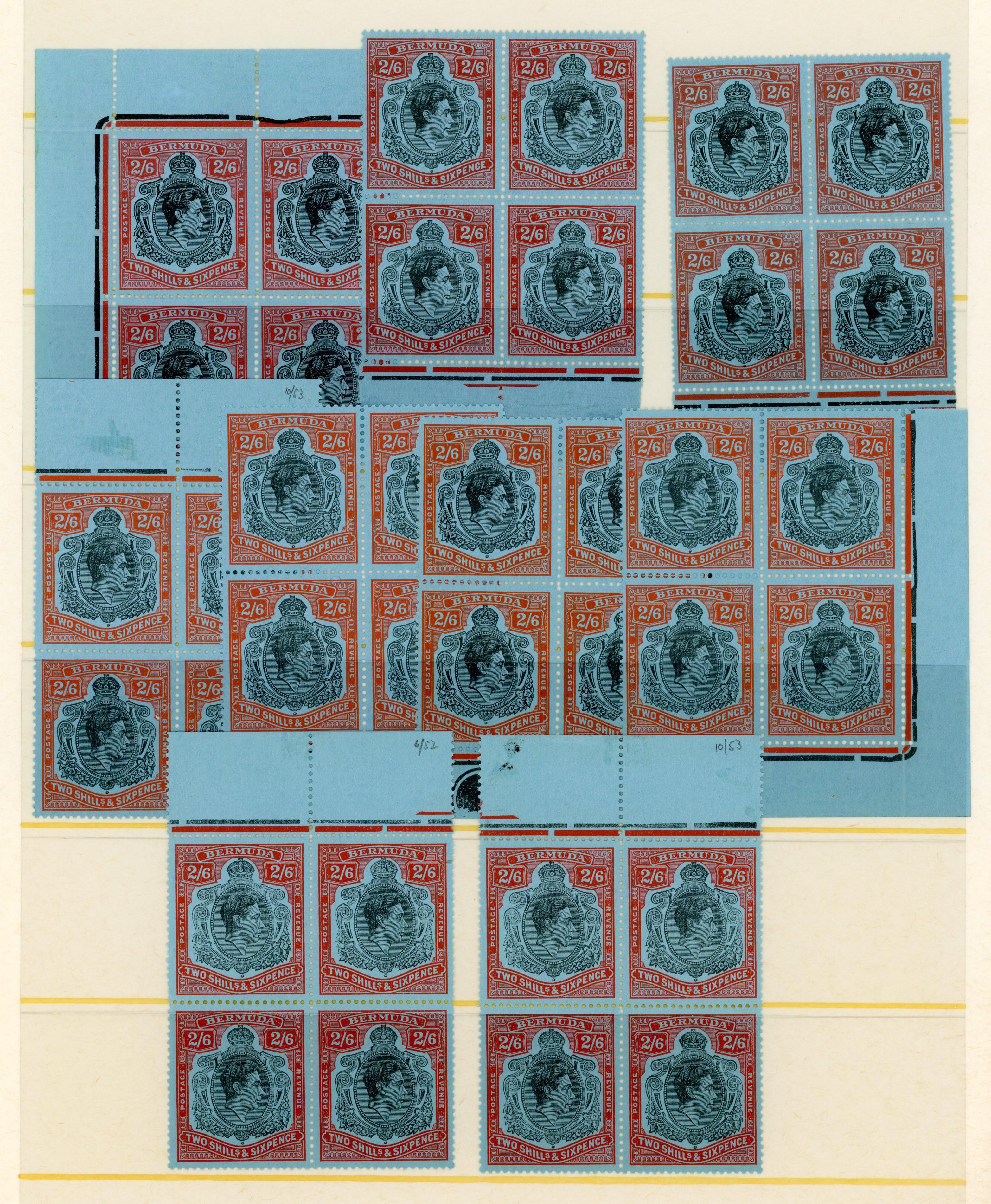 Bermuda SG 117b, c, d blocks mint