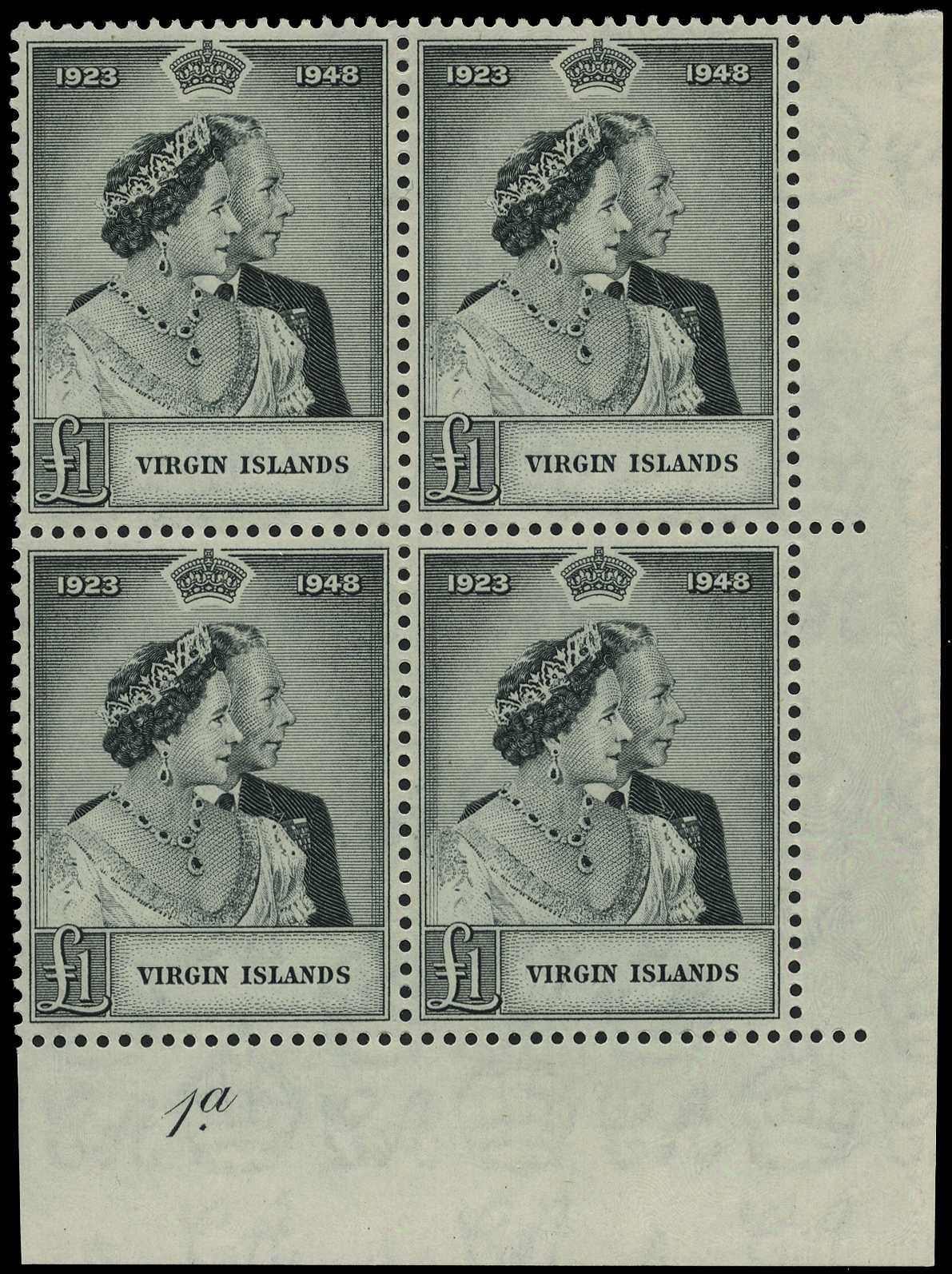 1949 £1 Silver Wedding lower right corner...