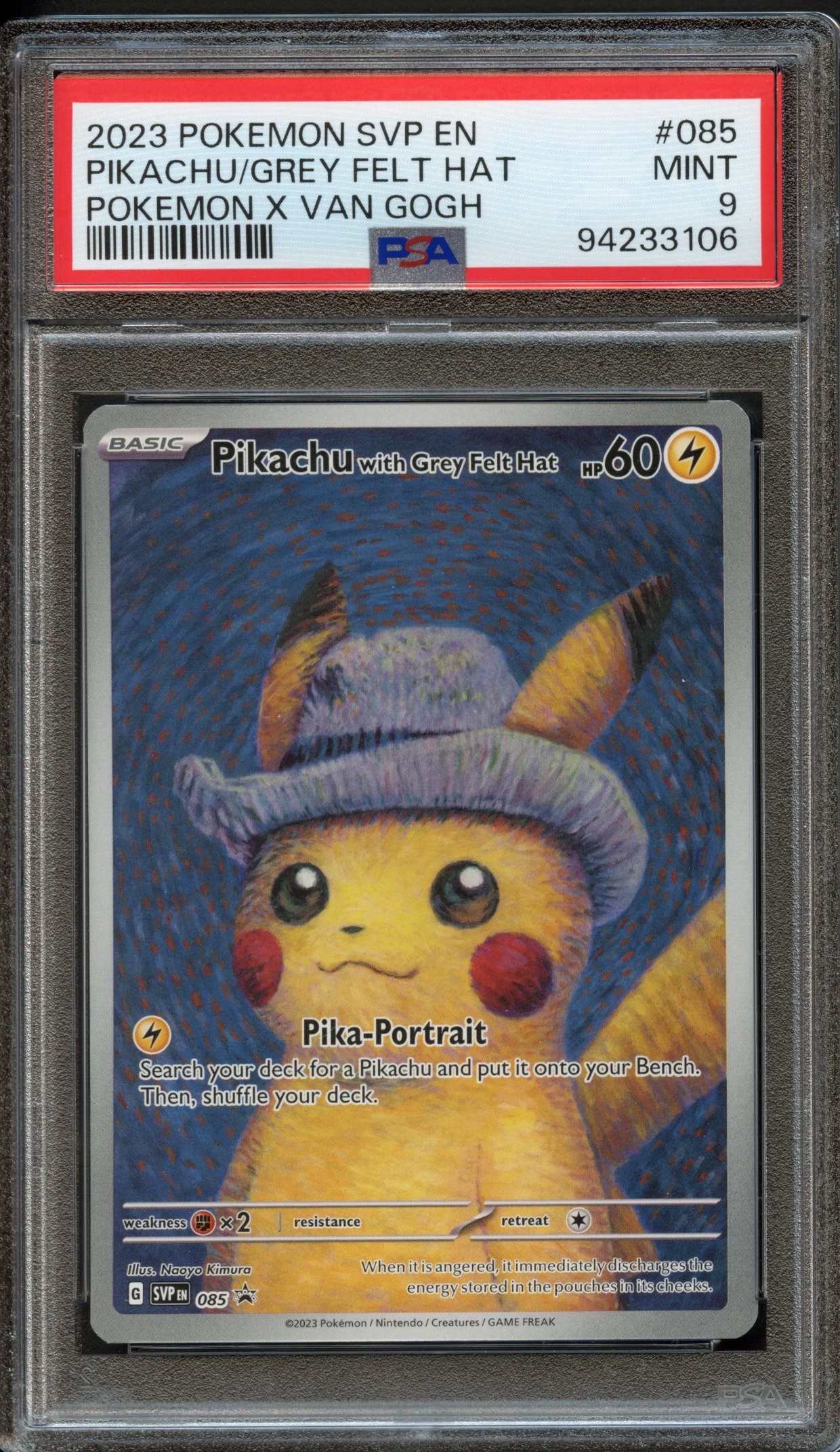 PSA 9 Pikachu with Grey Felt Hat #85 S&V Van Gogh (2023)