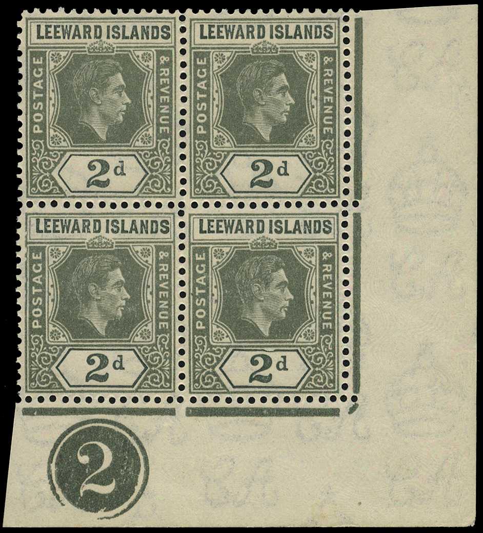 1942 2d grey Plate 2 block of four from RP,...