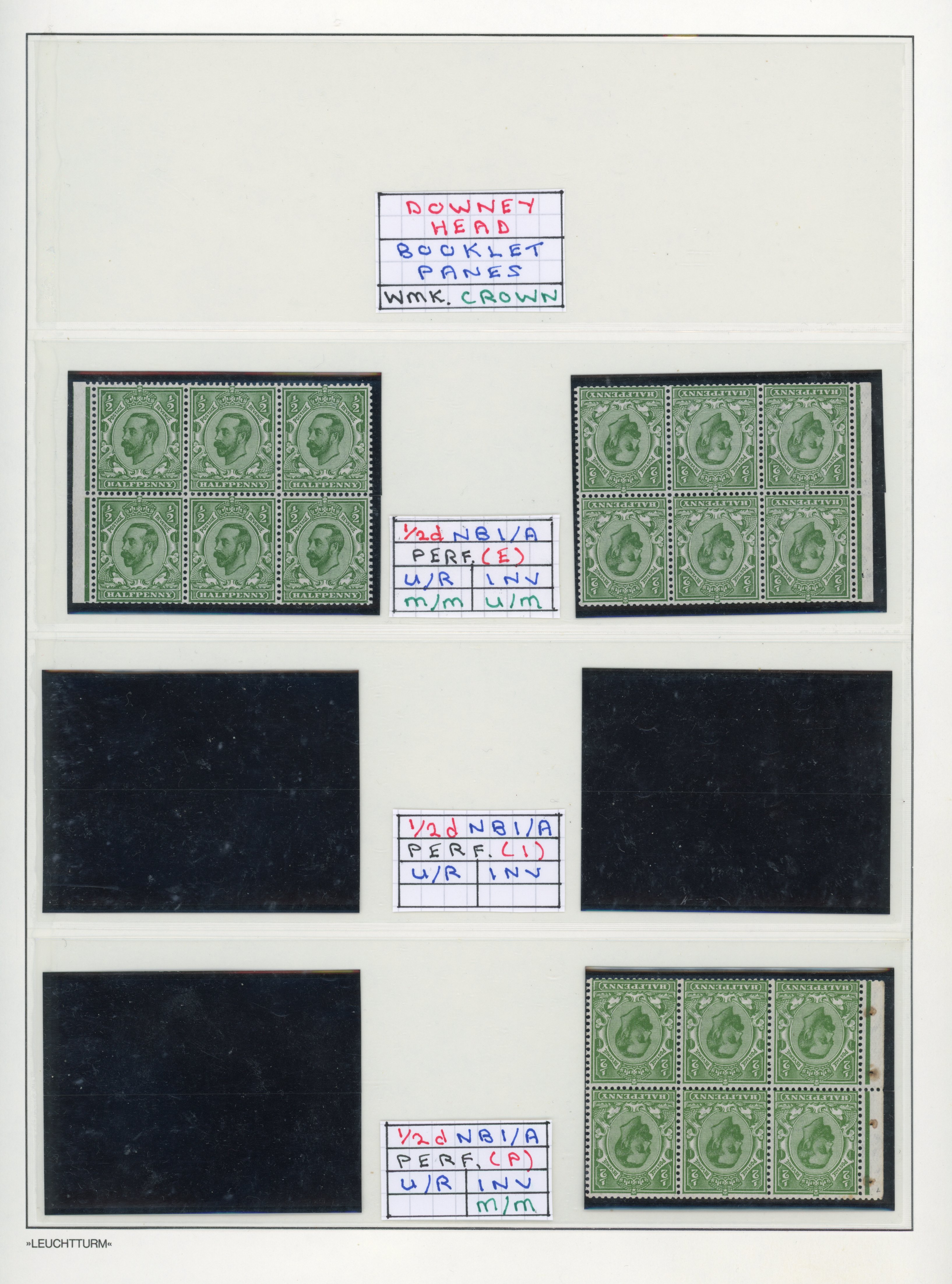 GB 1911-12 Downey Head ½d and 1d mint booklet pane collection