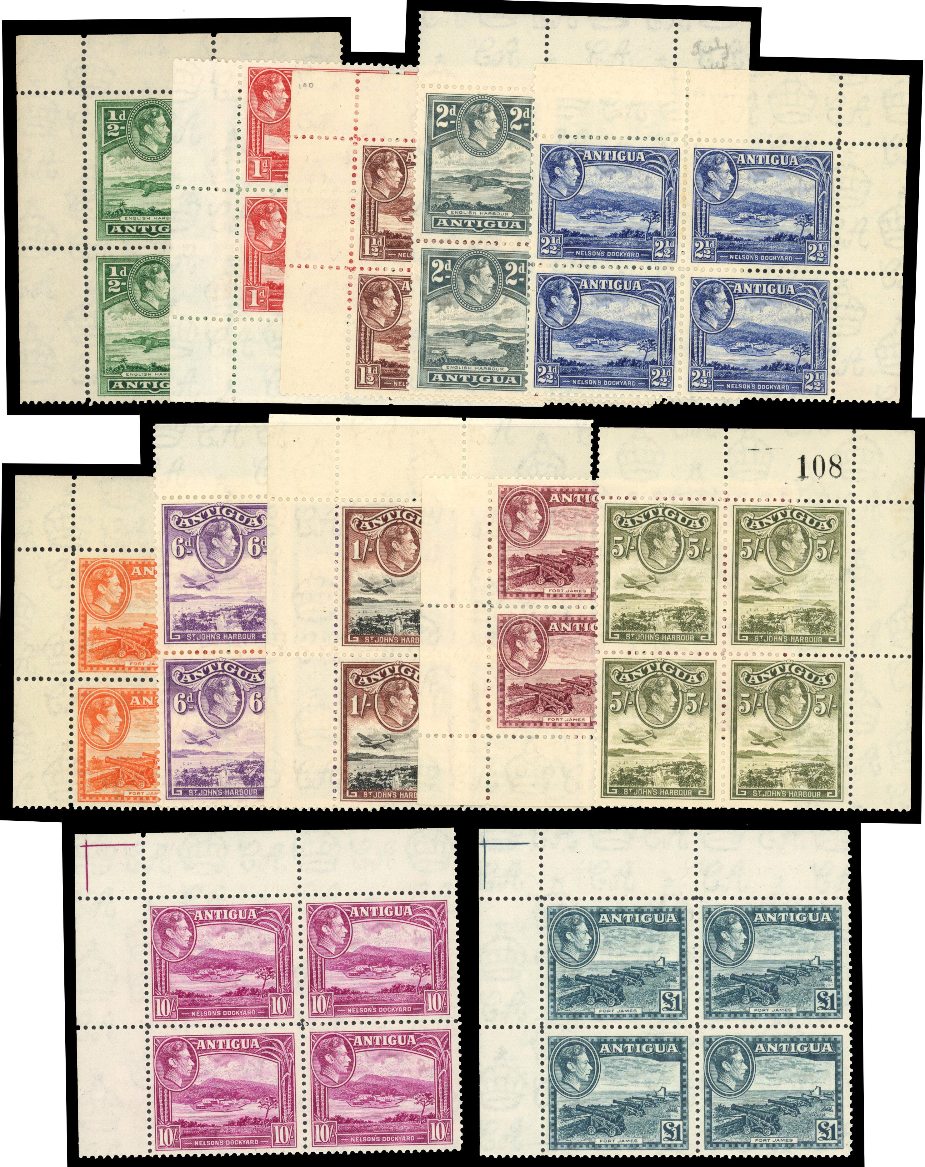 Antigua SG 98-109 blocks mint