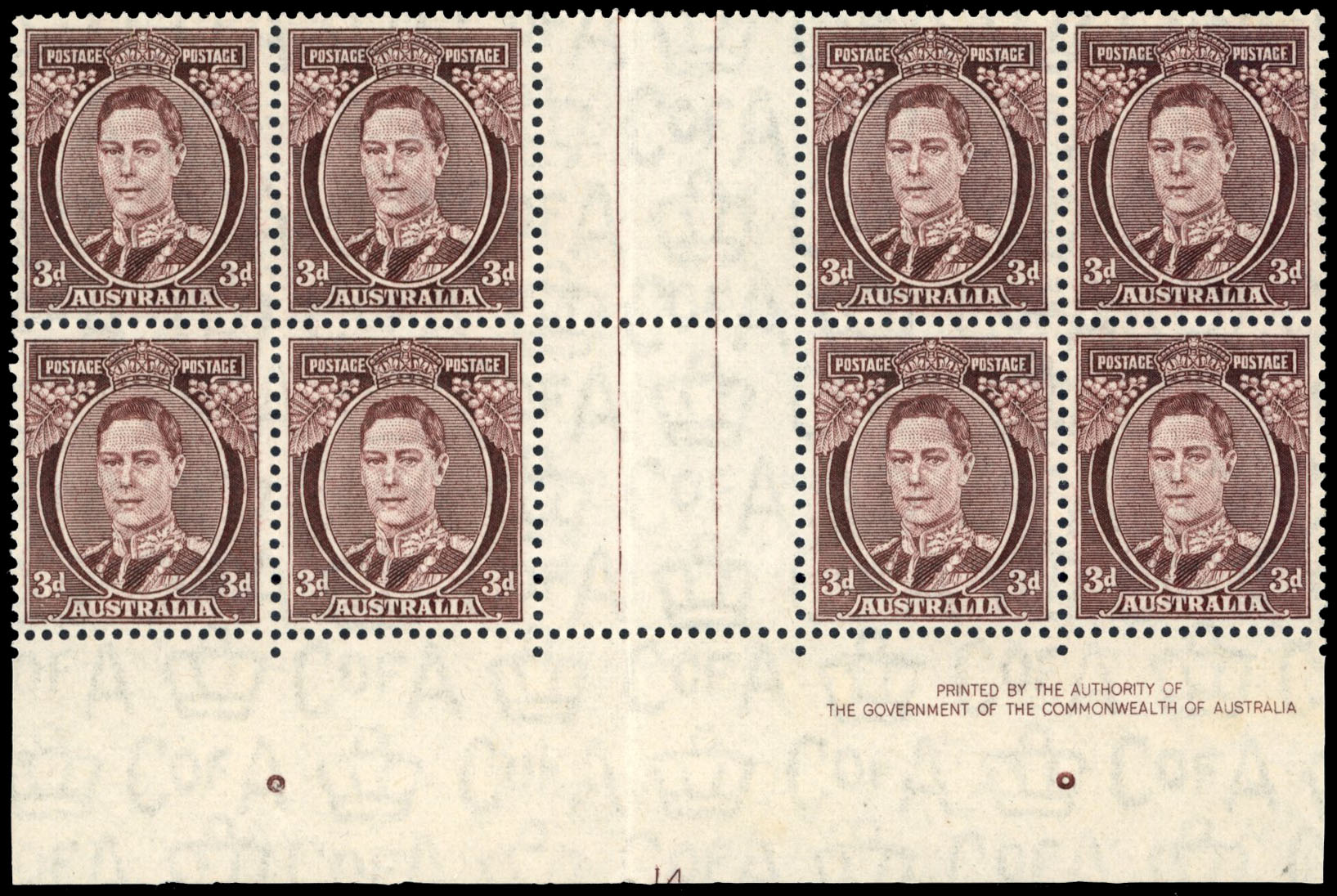 Australia SG 187 Plate 14 block mint