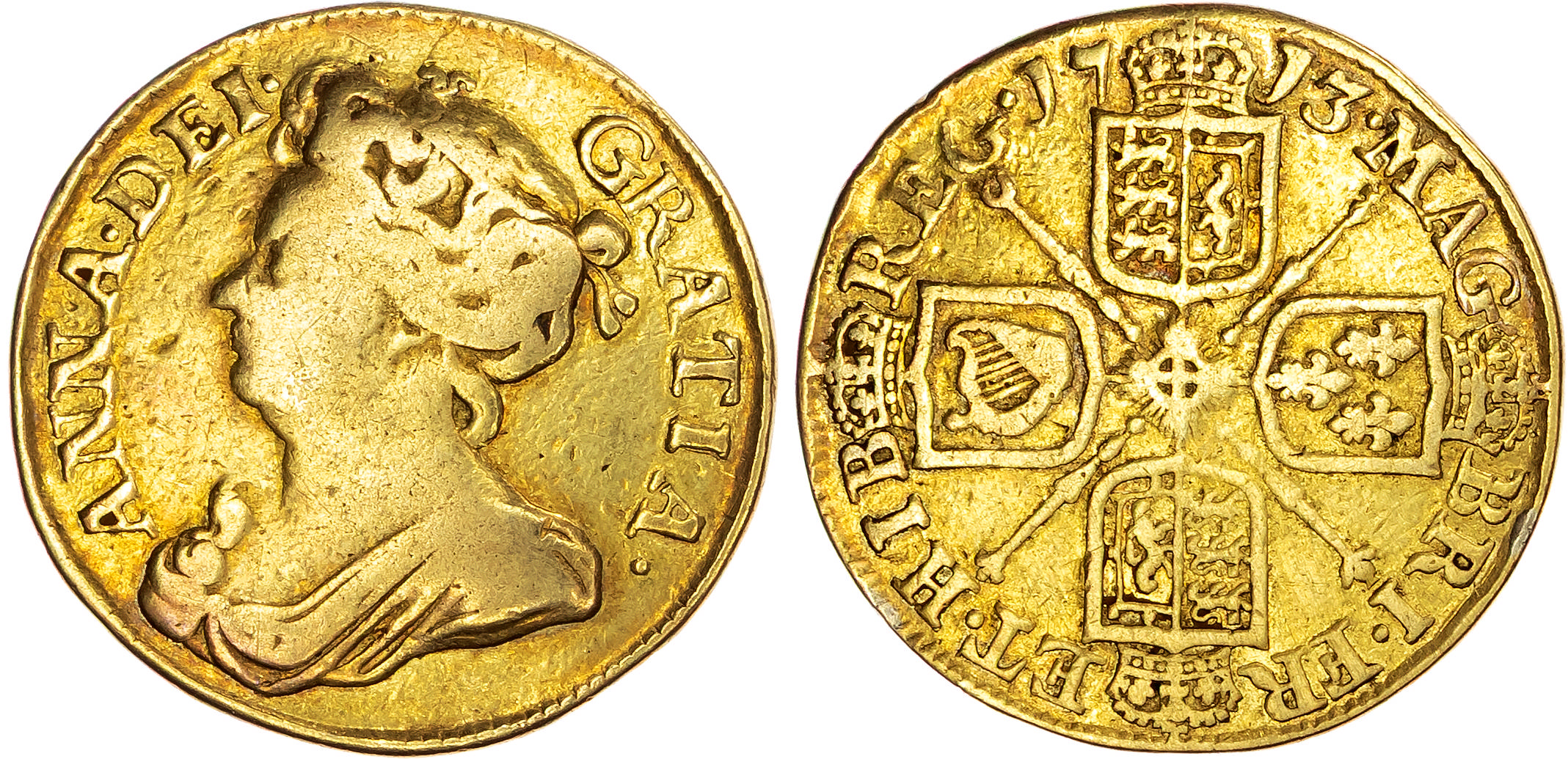 Anne (1702-1714), AV Guinea, 1713.