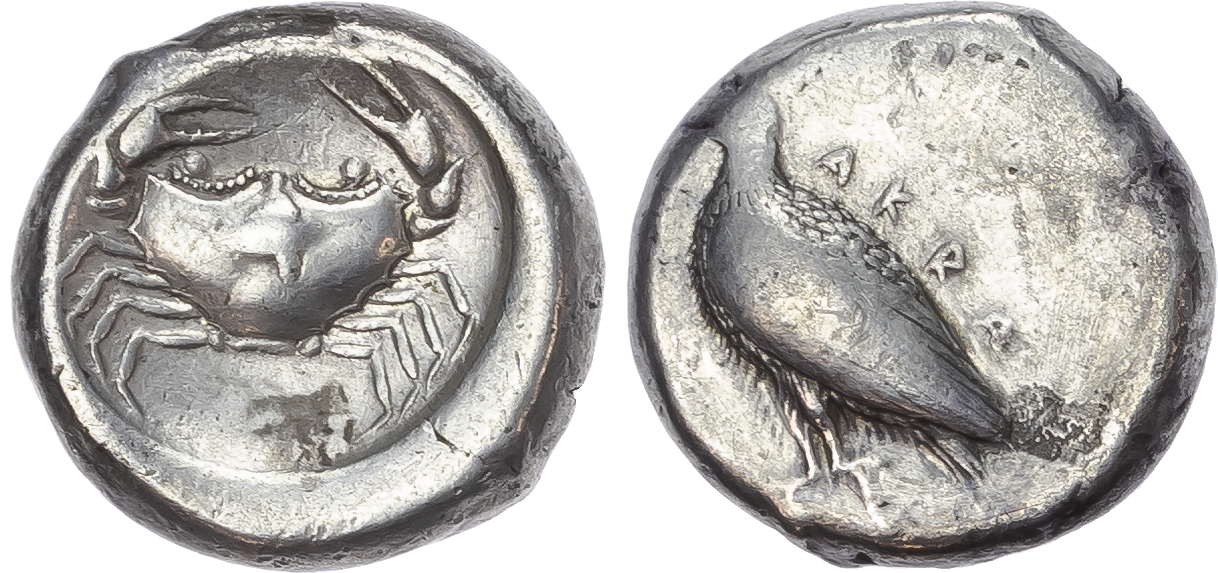 Sicily, Akragas (c. 480/78-470 BC) AR Didrachm, 8.58g. Crab. 