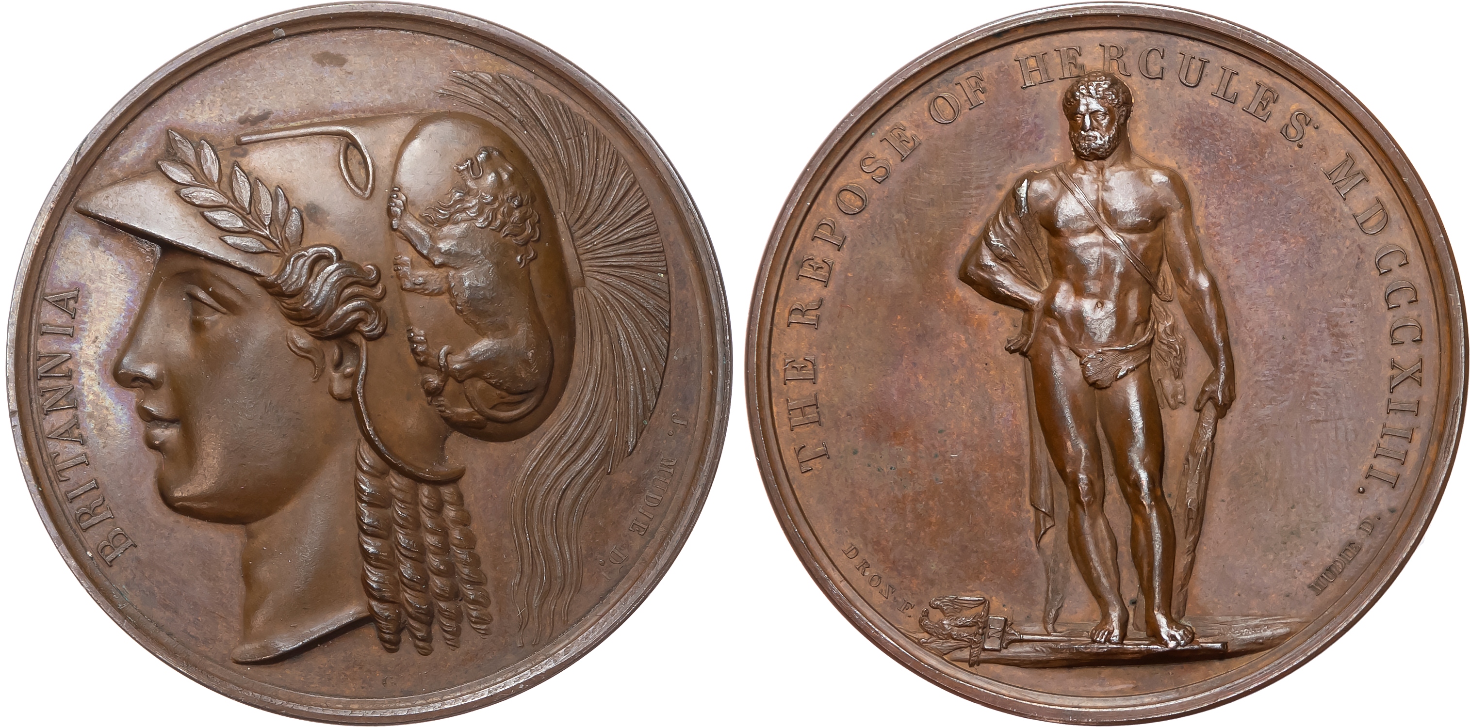 Napoleonic Wars, Peace in Europe, copper medal (41mm/38.11gm), 1814, for Mudie's Series of National Medals.