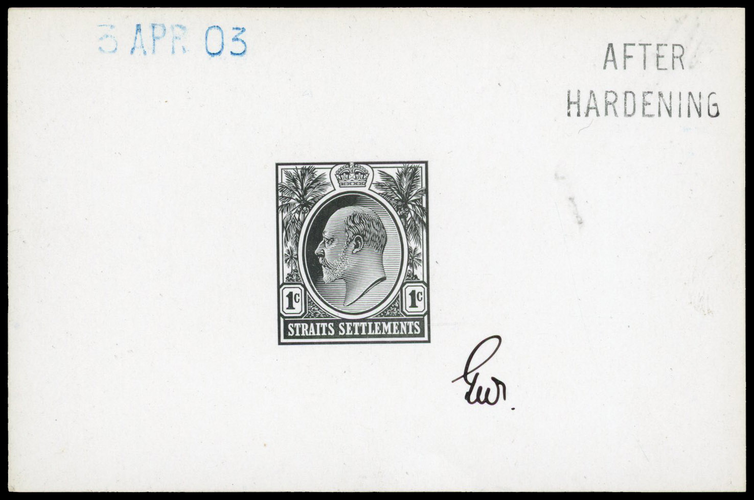 Straits Settlements 1903 1c die proof