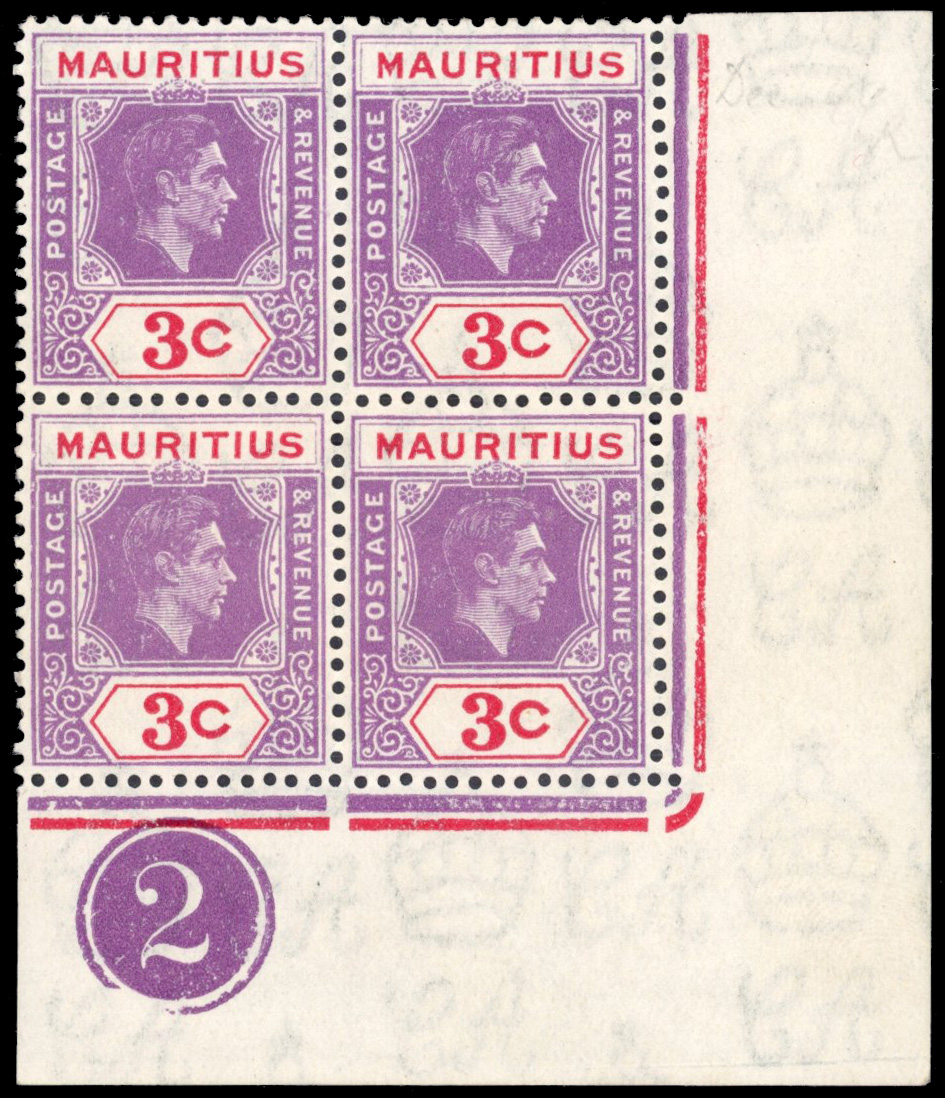 Mauritius SG 253db Plate block mint