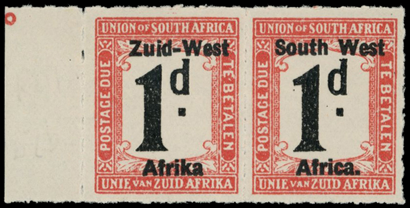 1923 1d black and rose postage due, l/h...