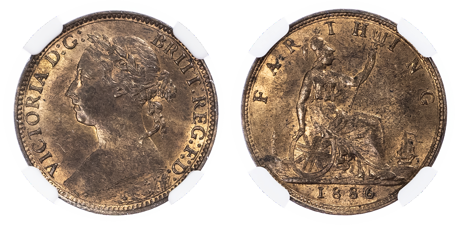 Great Britain. Victoria CU Farthing. 1886. 