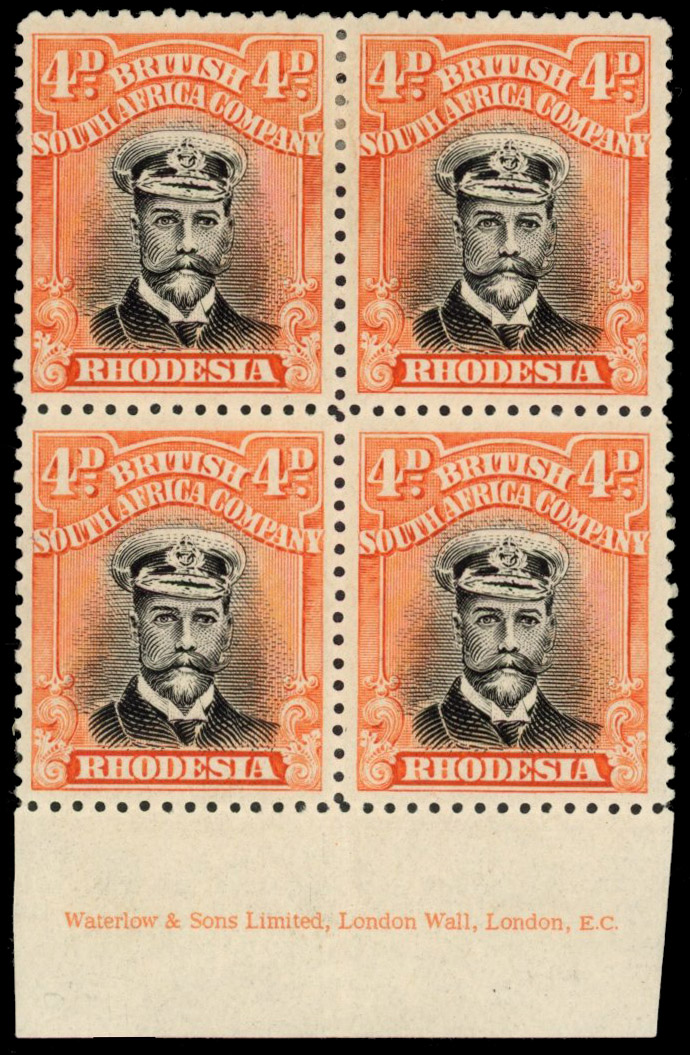 Rhodesia 4d SG 294 imprint block mint