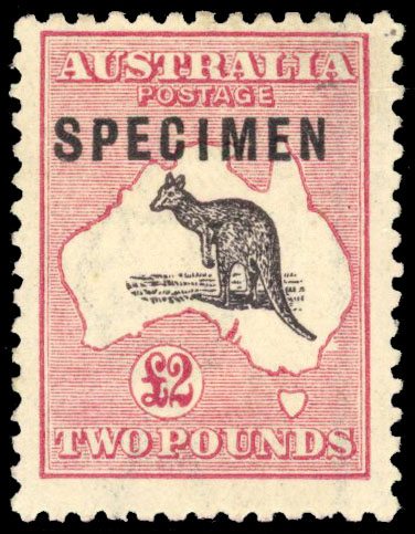 1915 £2 black and rose (Die II) overprinted “SPECIMEN” type C2, large part o.g. SG 45s