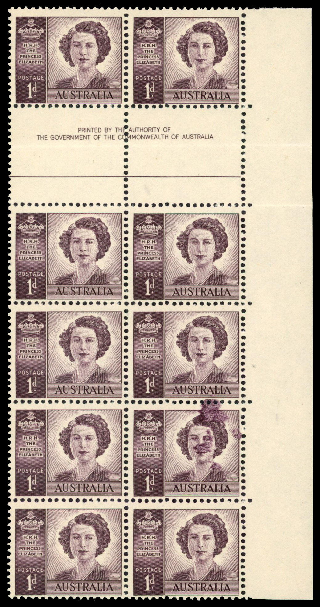 Australia SG 222a var block mint