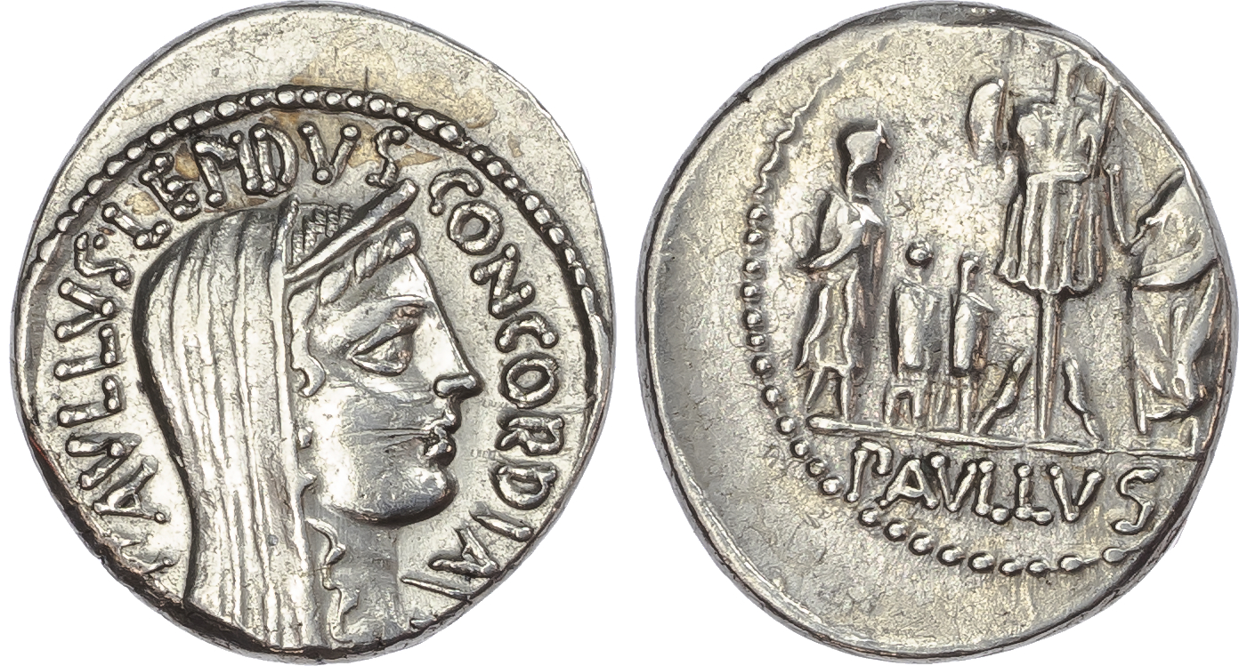 L. Aemilius Lepidus Paullus and L. Scribonius Libo (62 BC) AR Denarius, Rome, 4.04g. 