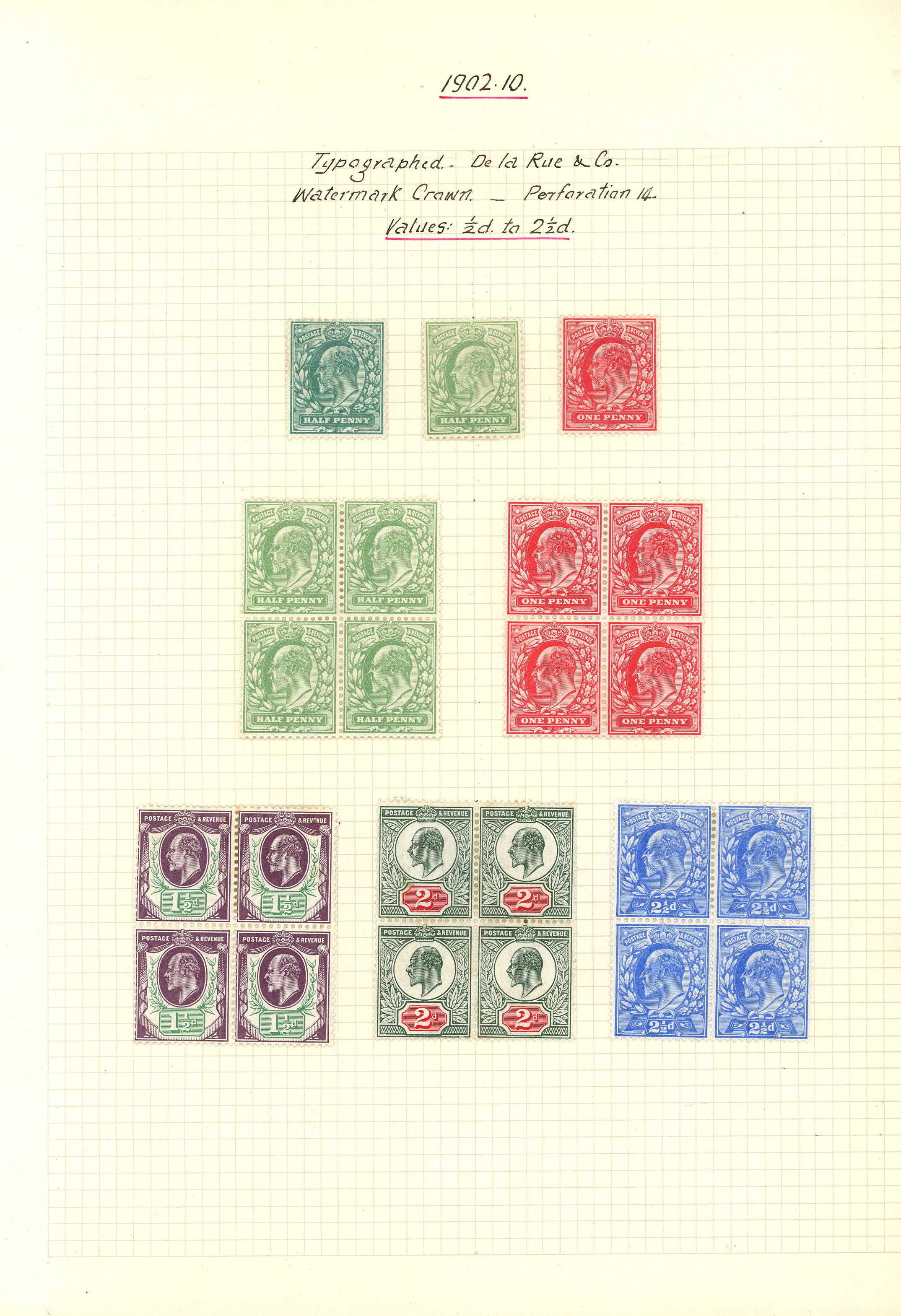 1902-13 KEVII mint and used collection on album leaves