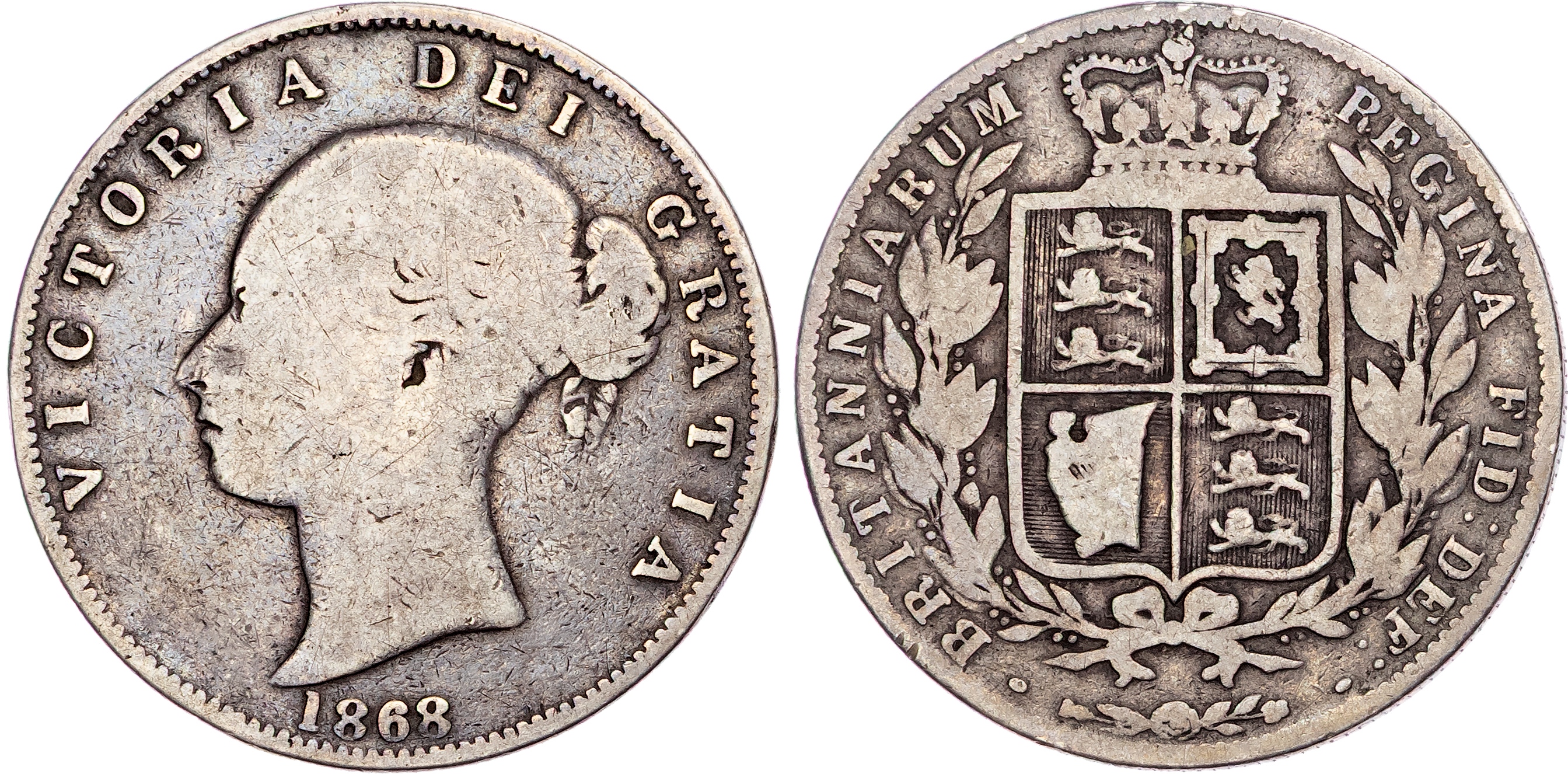 Victoria (1837‐1901), Halfcrown (Contemporary Forgery), 1868.