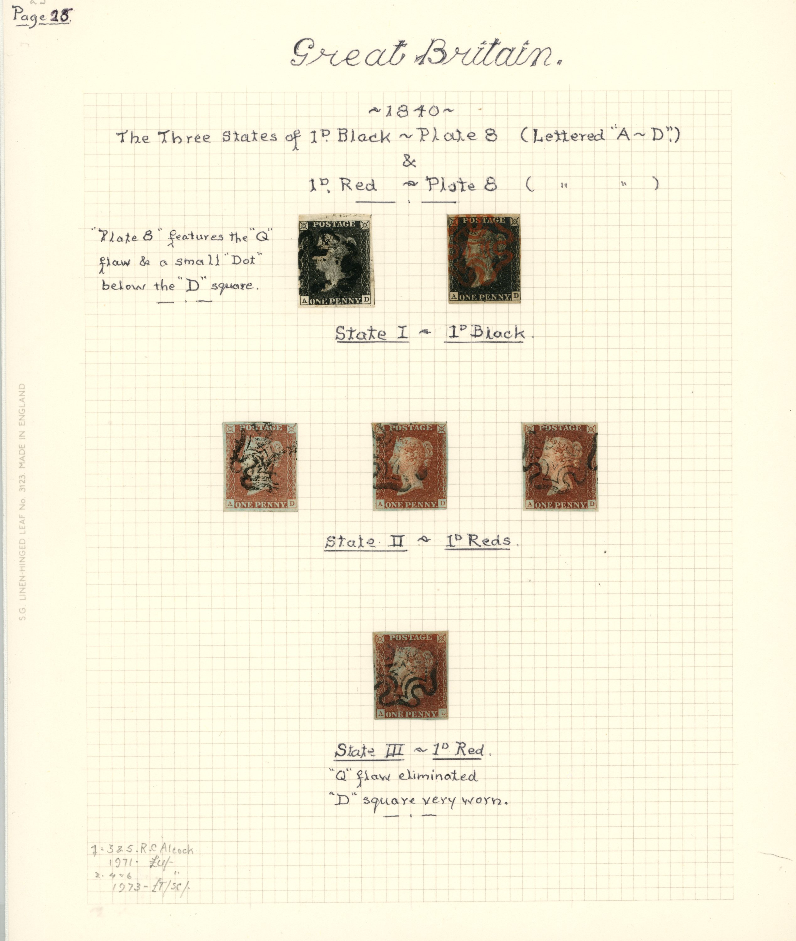 1840 1d black, Plate 8, (4, two entires) and...