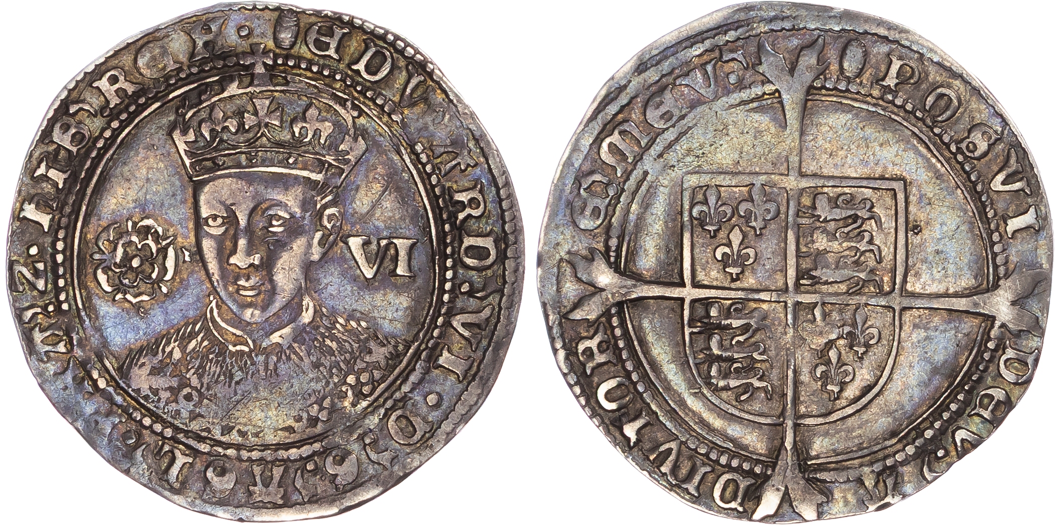 Edward VI (1547-1553), AR Sixpence 3.22gm., Third period, Fine issue, mm. Tun.