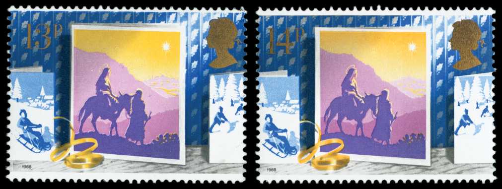 GB SG 1414a 1988 13p for 14p Christmas mint
